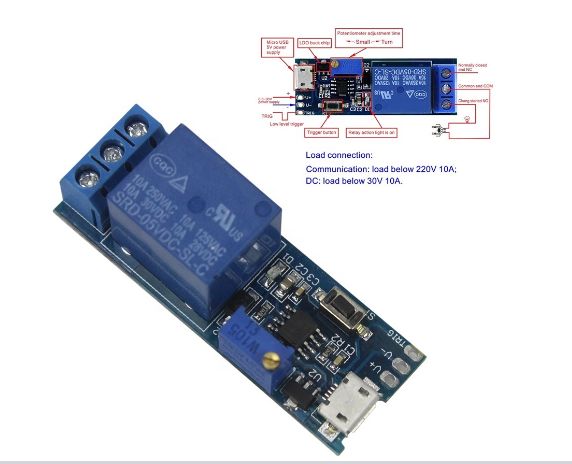 Trigger Delay Switch 5V-30V Micro USB Power Adjustable Delay Relay Timer Control Module